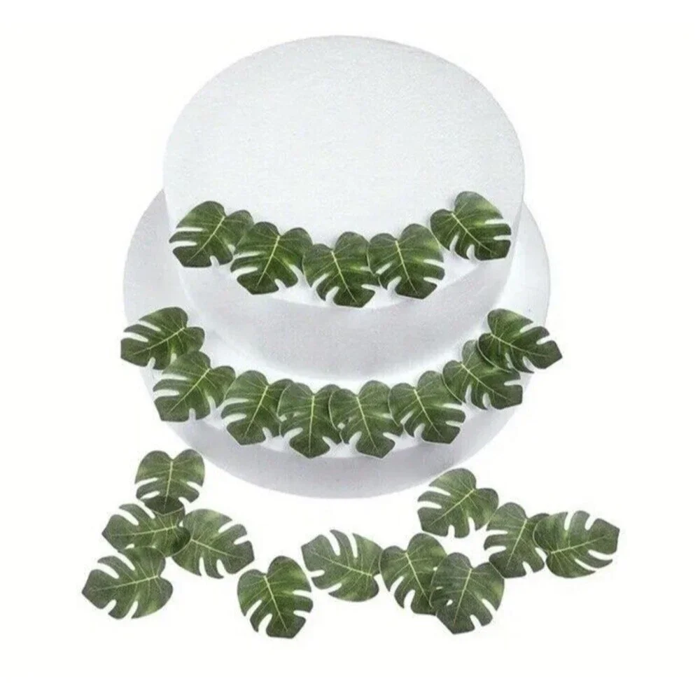 20 Pcs Edible Tropical Turtle Leaves Cupcake Toppers Palm Leaf Cake Decorations